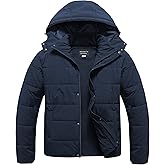 CREATMO US Men's Big and Tall Winter Puffer Jacket Waterproof Bubble Coat Puffy Ski Parka With Hood