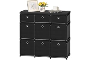 NANANARDOSO 9 Cube Organizer and Storage, Fabric Storage Chest Clothes Organizers, Cube Drawer Organizer Unit for Closet, Easy Assembly Closet Dresser for Bedroom, Dorm, Playroom, Hallyway, Black.