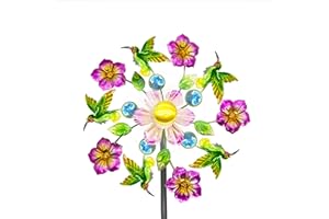 YOURONGMAO Solar Wind Spinners Outdoors for Yard and Garden - 40 Inch Metal Wind Sculpture, Outdoor Kinetic Windmill with Multi-Color Led Lights for Patio, Lawn & Garden Decoration (Magpies)