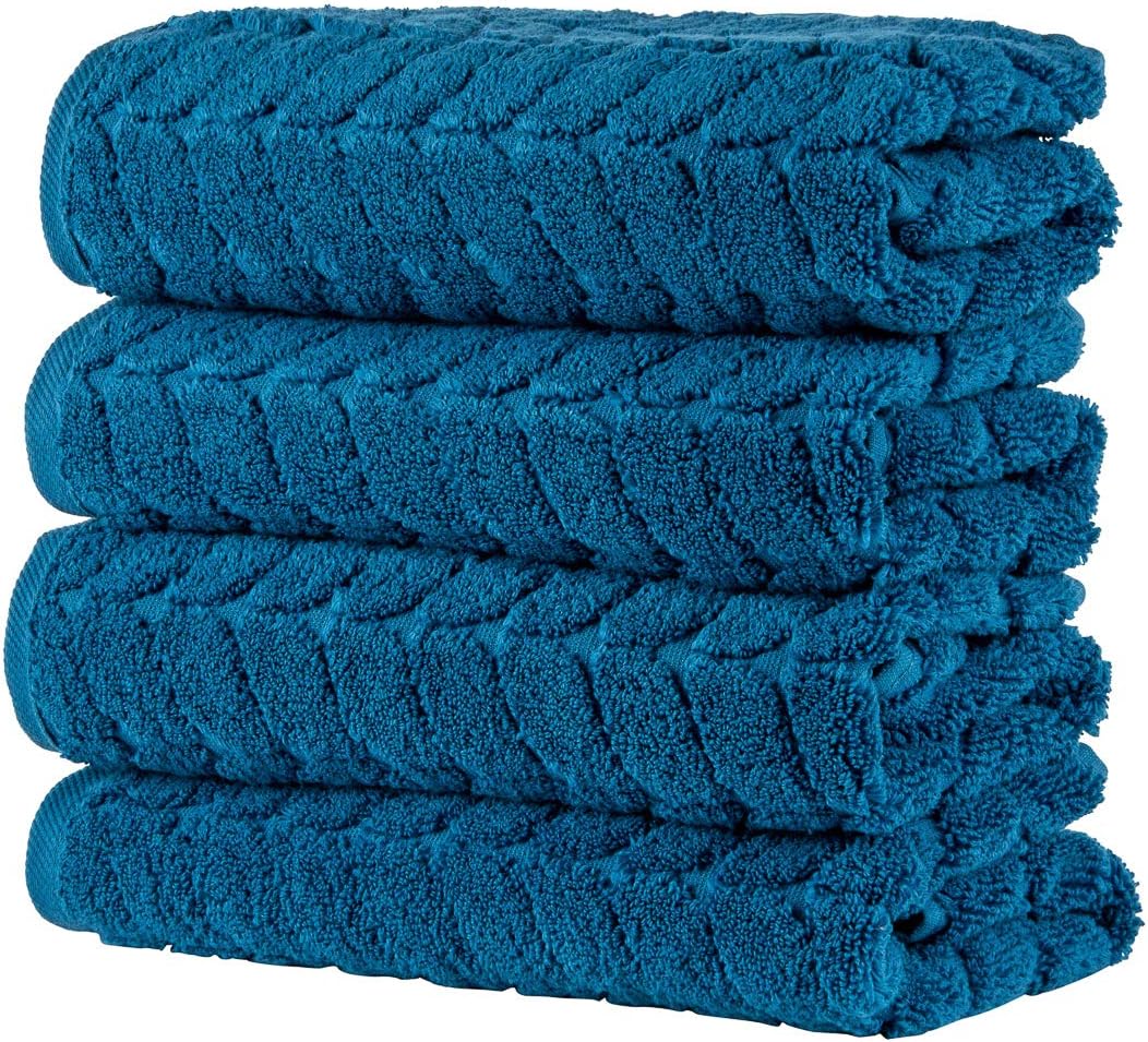 Bagno Milano 100% Turkish Cotton Jacquard Luxury Towel Set – Quick Dry Non-GMO Ultra-Soft, Plush and Absorbent Luxury Durable Turkish Towels Set (White, 4 Pcs Hand Towel Set): Kitchen & Dining