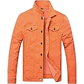 LAMKUKU Mens Denim Jacket Ripped Slim Jean Jacket Coat for Men