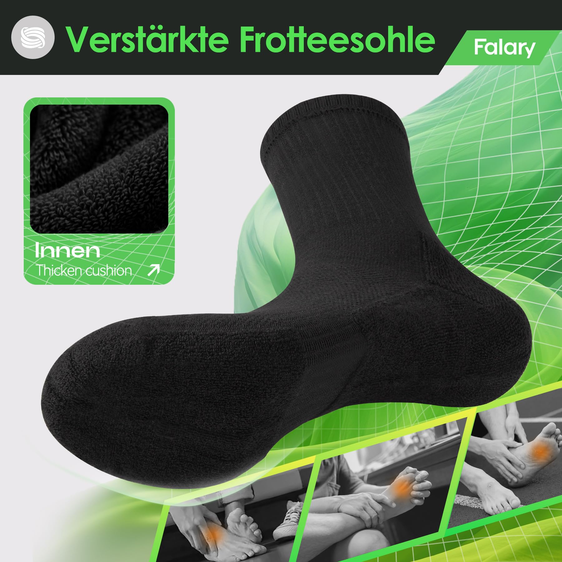 FALARY Sportsocken Socken Herren Damen,Tennissocken Atmungsaktive Baumwollsocken Laufsocken 6 paar, Schwarz Weiß 39-42 4