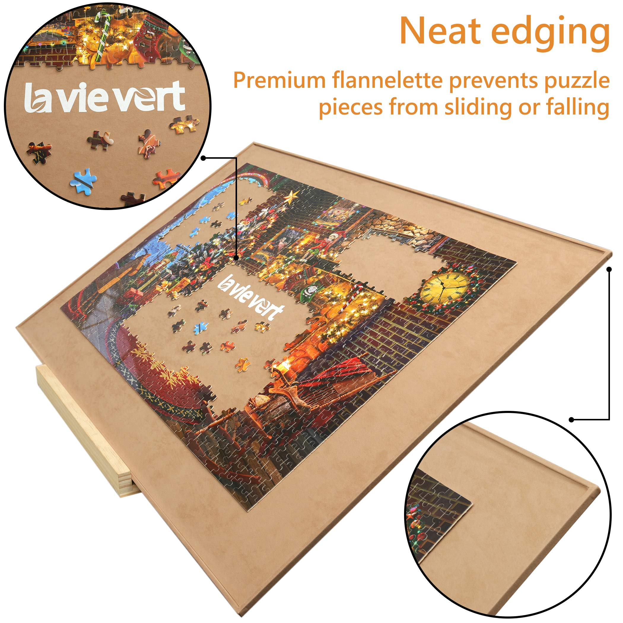 Lavievert Wooden Jigsaw Puzzle Board, Lightweight & Portable Puzzle Plateau Storage Saver with Non-Slip Surface for Games Up to 1500 Pieces - Khaki