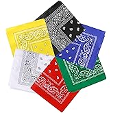 MIDELONG Paisley Pattern Bandanas - 21inch Multipurpose Square Scarf Head Wrap Cowboy Bandanas for Men Women, Pack of 6