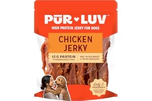 Pur Luv Chicken Jerky Dog Treats, Made with 100% Real Chicken Breast, 16 Ounces, Healthy, Easily Digestible, Long-Lasting, High Protein, Satisfies Dog's Urge to Chew