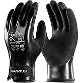 Tarantula 100% Waterproof Winter Work Gloves for Men & Women, Thermal Insulated Freezer Gloves for Cold Weather, Super Grip Palm, Carbon Black, Large