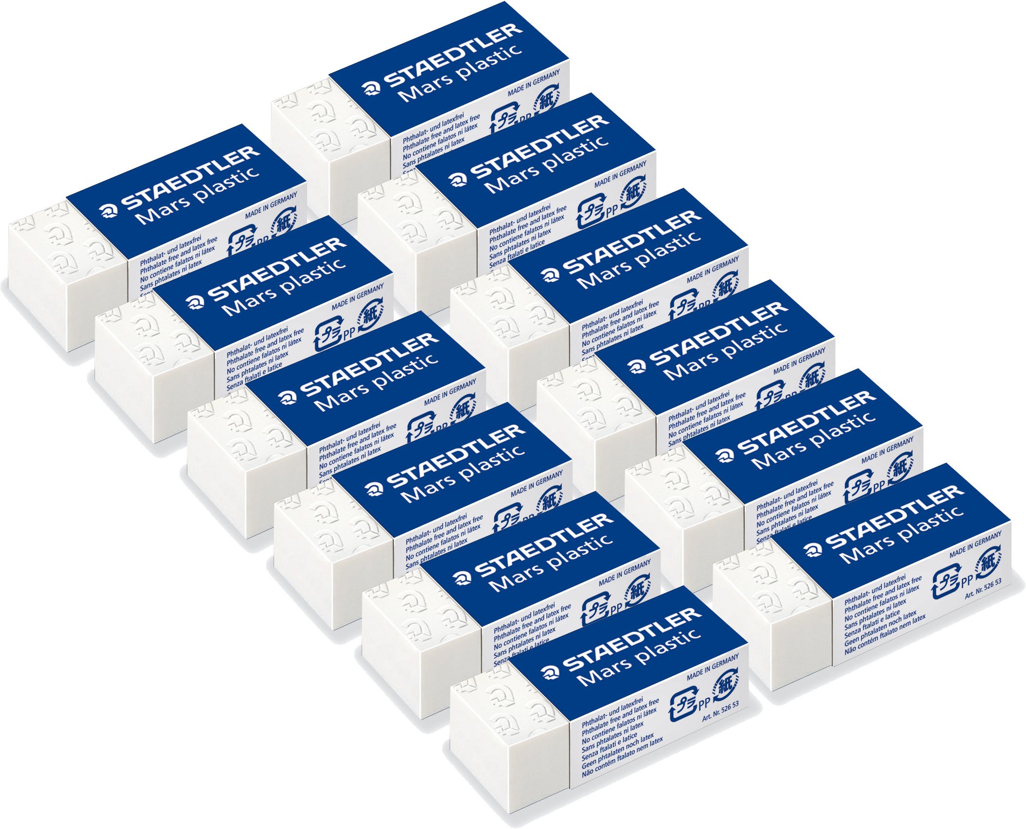Staedtler 526 53 ABK3D Mars Plastic Rubber Mini Phthalate-free and Latex-Free - Pack of 3 on Blister Card (3), White