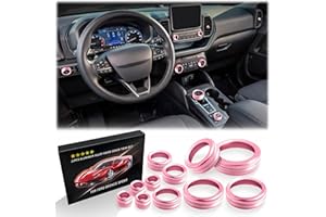 Polodunn for Ford Bronco Sport Accessories 2021-2024 (No fits Bronco), 11pcs Aluminum Alloy Knob Cover Trim Kit - A/C, Vol Tune, Air Vents, Headlight, Gear Shift & Mode Switch (Pink)