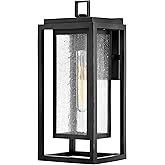 Hinkley Republic Medium Wall Mount Outdoor Lantern, LED Included, Composite, Clear Seedy Glass Panes, Anti-Fading Finish, Bla