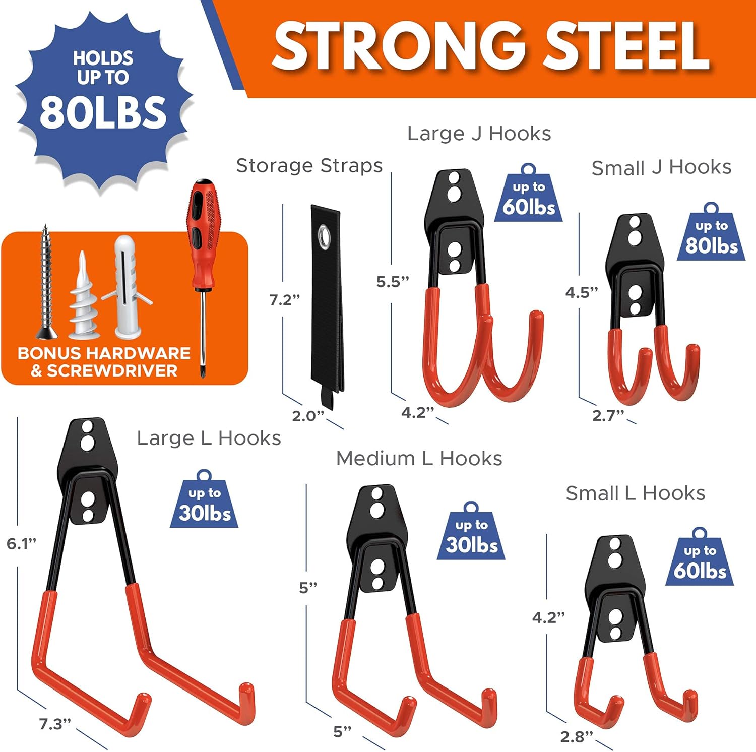 NEAT SPACE Garage Hooks Heavy Duty [ 17 Piece Set ] - Our Garage Hooks Wall Mount to Any Surface; Garage Organization and Storage; Garage Storage Hooks; Garage Hangers; Garage Wall Hooks Heavy Duty - - 
