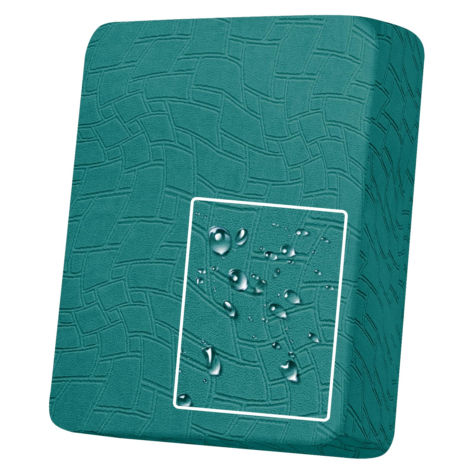 MAXIJIN Waterproof Sofa Seat Cushion Cover Jacquard Sofa Seat Cover Non-Slip Couch Seat Slipcover Protector Replacement for Individual Cushion with Elastic Bottom (Blackish Green, Large 1 Seater)