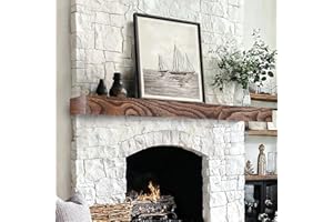 LXWZHK Fireplace Mantel Shelf, 72×8×3 Inch Wooden Floating Shelf for Over Fireplace, Handcrafted Wood Mantels, Wall-Mounted Mantel Shelves, Rustic Floating Mantels Shelves for Living Room, Brown