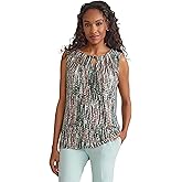 Kasper Women's Petite Sleeveless Printed Matte Jersey Top