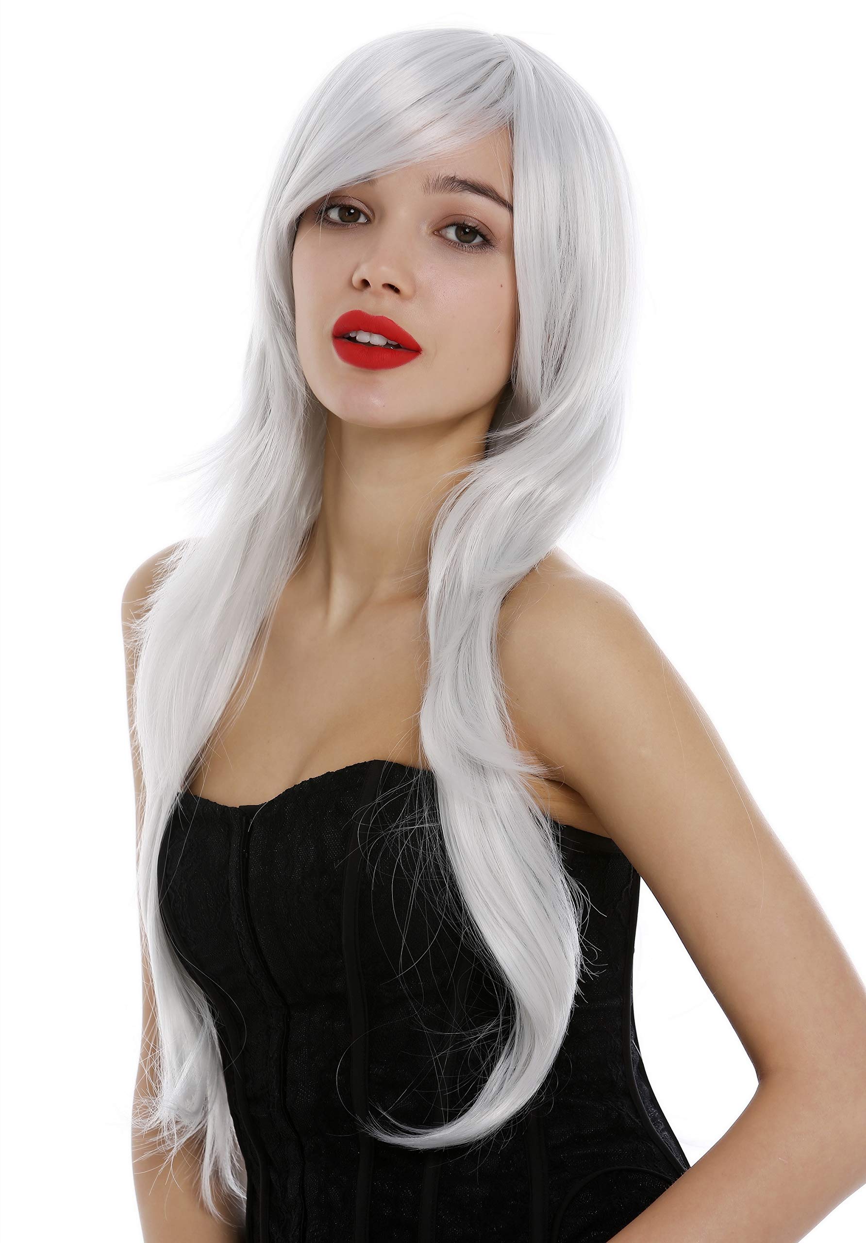 WIG ME UP - 3110-001 Lady Wig very long layered straight to slightly wavy bright light gray grey Fairy Elf
