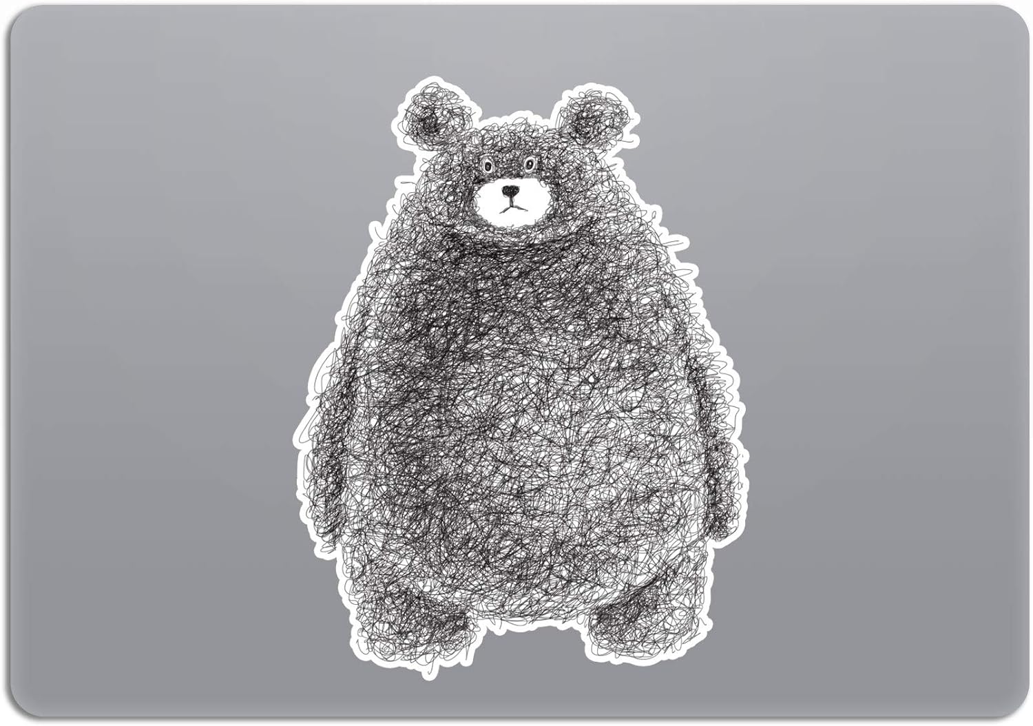 Laptop Stickers MacBook Decal - Removable Waterproof White Vinyl - Bear Decal Doodle Black Animal Illustration Sticker Skin for MacBook Air Pro 13 15 inch Mac Retina Best Decorative Sticker by Artsybb