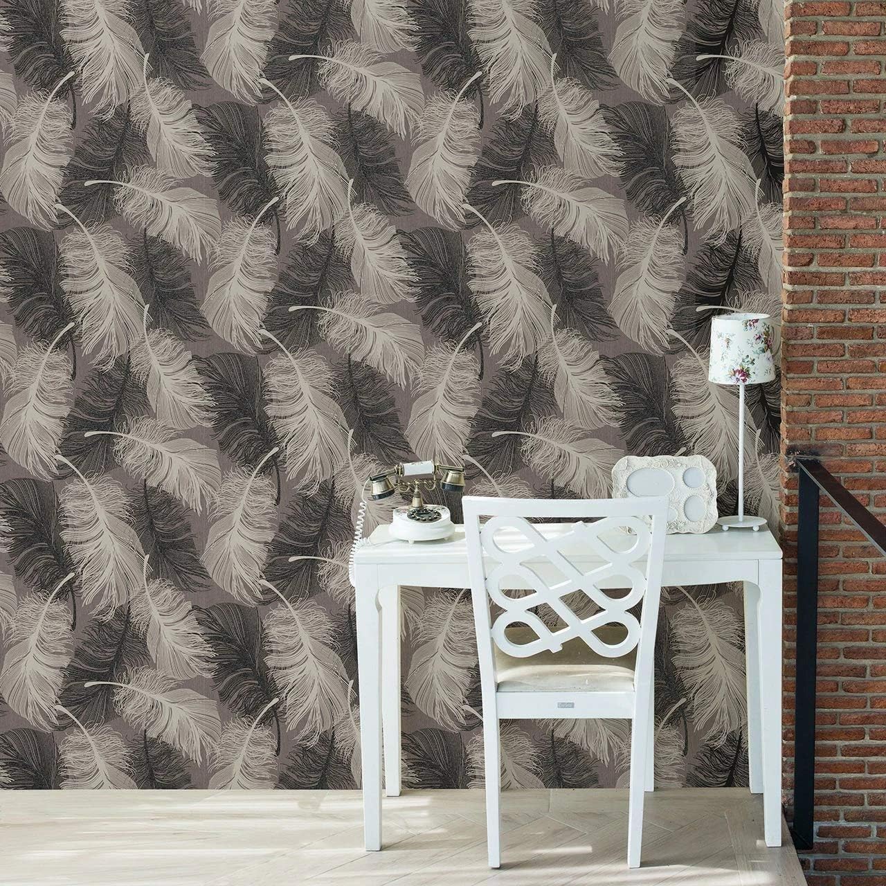 Coloroll Feather Blown Vinyl Wallpaper in Chocolate M0962 Amazon.co.uk