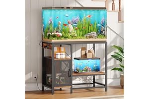 MAHANCRIS 40-50 Gallon Fish Tank Stand, Aquarium Stand with Power Outlet and Storage Cabinet, Heavy Duty Tank Stand Suitable for Turtle Tank, Reptile Terrarium, for Home Office, Rustic Brown FTHR50E01