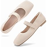 Soesyi Wide Toe Box Flats Women Comfort Slip On Ballet Shoes Mary Jane Dressy Knit Flats with Adjustable Straps Washable Casual Office