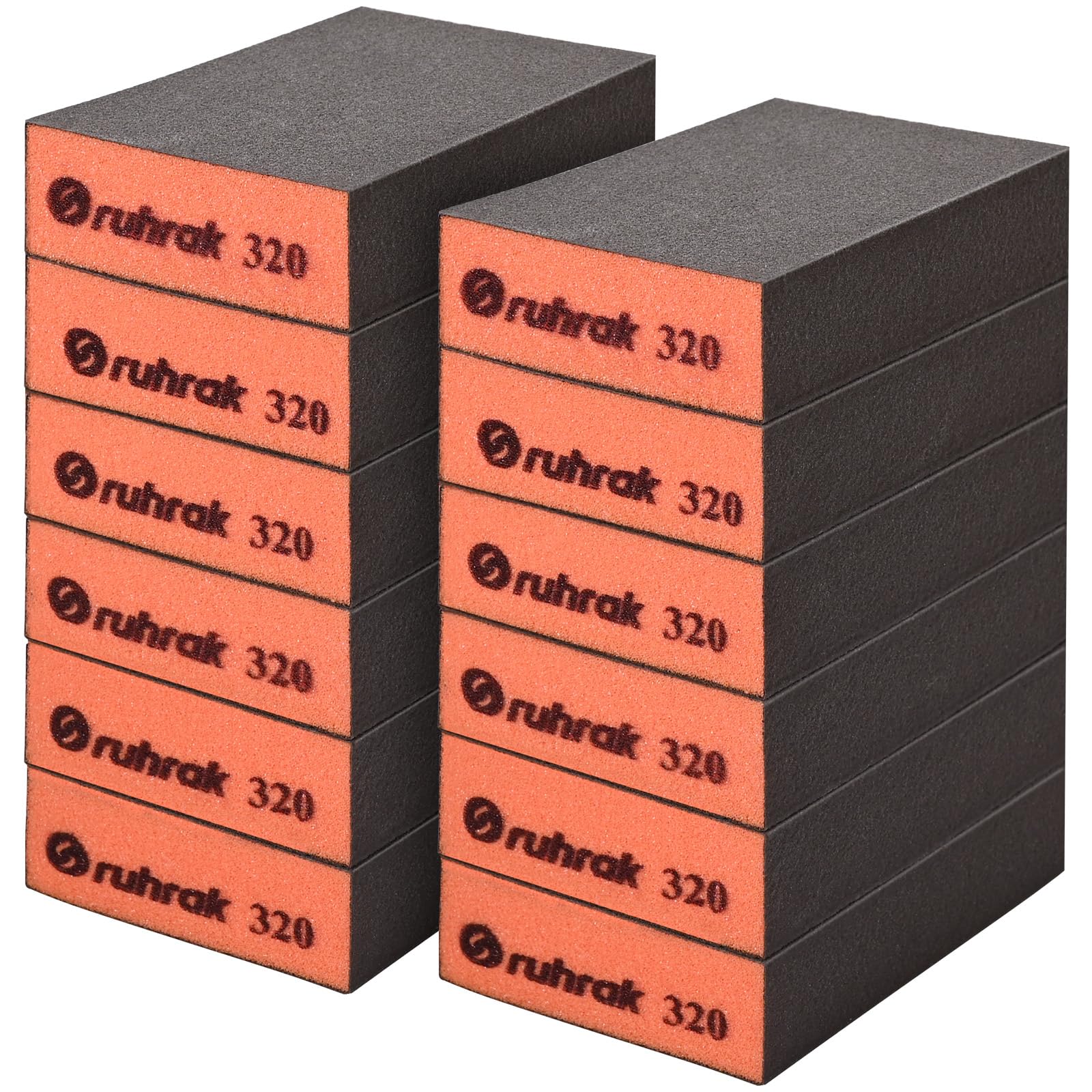 Sruhrak Sanding Block 12 Pieces Hard Sanding Sponges, 320 Grits Wet Dry Reusable Sanding Pads for Wood, Plastic, Drywall and Metal Polis