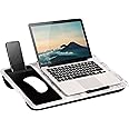 LAPGEAR Home Office Lap Desk - Left-Handed - with Mouse Pad, Device Ledge, and Phone Holder - White Marble - Fits up to 15.6 Inch Laptops - Style No. 91411
