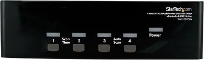 StarTech 4 Port DVI VGA Dual Monitor KVM Switch USB Audio USB 2.0 Hub