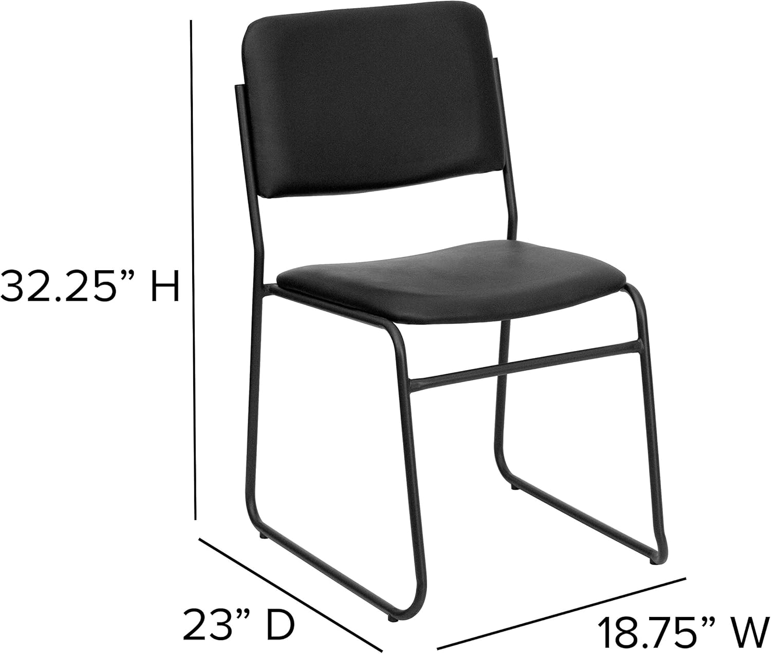 Flash Furniture 5 Pack HERCULES Series 500 lb. Capacity High Density Black Vinyl Stacking Chair with Sled Base: Furniture & Decor