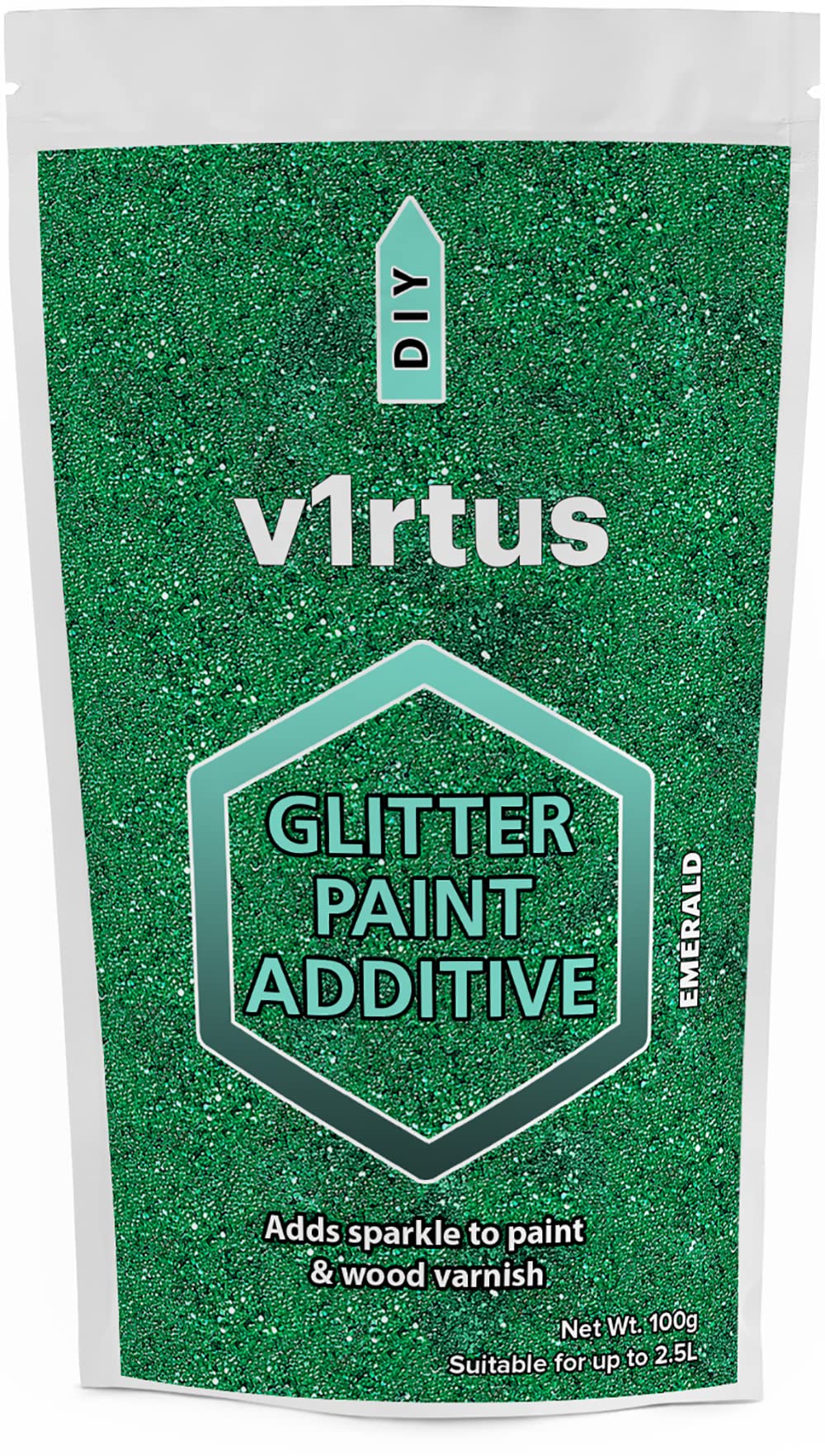 Emerald Green Glitter Paint Additive 100g | Sparkle Glitter Paint for Walls Interior Exterior, v1rtus