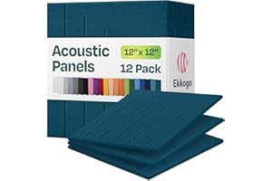 Ekkogo Acoustic Panels 12-Pack Soundproof Wall Panels 12"x12"x0.4" Decorative Sound Dampening for Your Home, Office, Studio, Bedroom & More with Unique LineWave Carving [Ocean Turquoise]