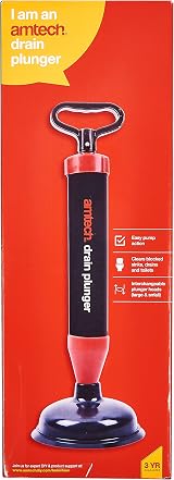 Amtech Red Black Drain Plunger Toilet Bath Sink Shower Unblocker view 2