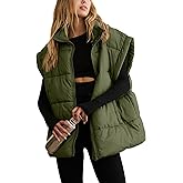 APAFES Women Winter Oversized Puffer Vest Quilted Lightweight Stand Collar Sleeveless Padded Puffy Jackets Coat with Pockets