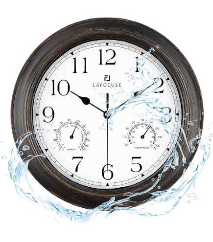 16 in Outdoor Clock - Large Outdoor Clock and Thermometer