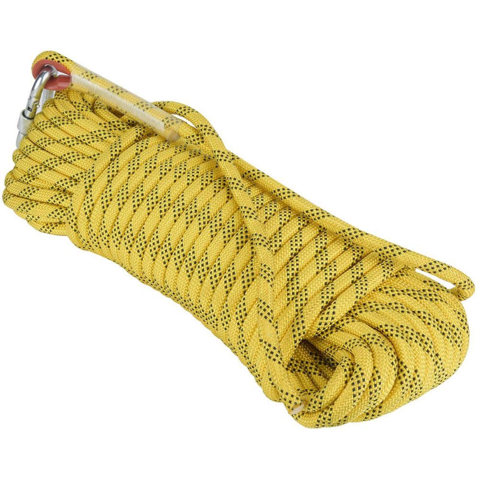 Climbing Rope Outdoor Rappelling Cord 10mm Diameter Outdoor Emergency Escape Rope for Rock Climbing Heavy Duty Mountain(Yellow)
