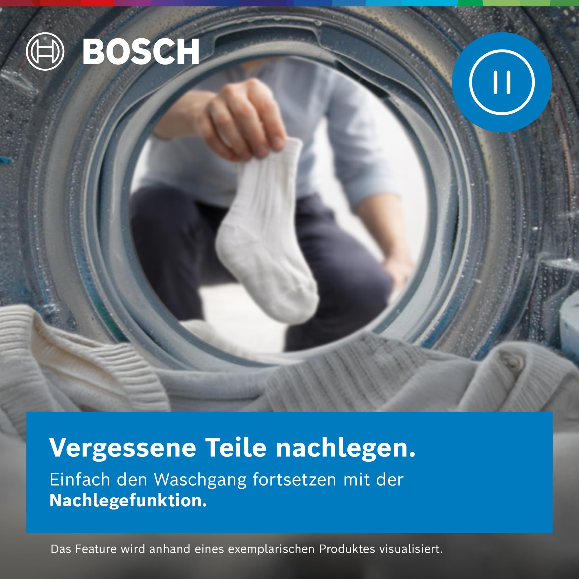 Bosch WUU28T42 Serie 6 Waschmaschine 9 kg, Unterbaufähig, 1400 UpM, Maximale Energie- und Wasserersparnis, Speed Perfect, Extraprogramme für Sport, Dunkles und Babykleidung, Nachlegefunktion 8