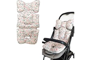 LLUFO Baby Stroller Seat Cushion Cotton Seat Mattress Pad Liner Universal for Carriage,Bassinet Pram–Soft and Breathable - Pink