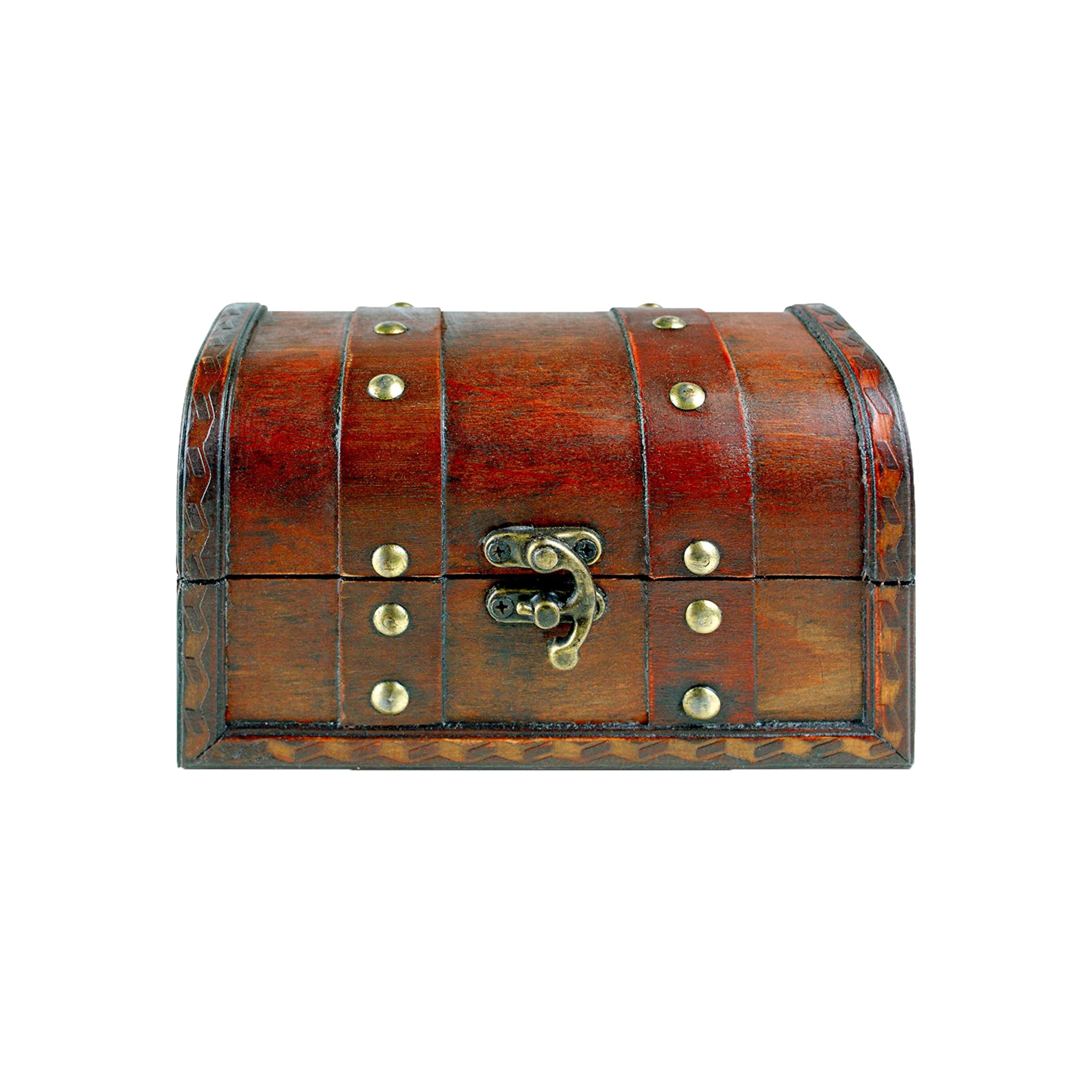 Brynnberg - Pirate Treasure Chest Storage Box - Ligero Alexa 17x10x10cm - Durable Wooden Treasure Chest with Lock - Unique Handmade Decorative Wood Storage Box - Vintage Wood Chest Box - The Best Gift