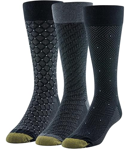 GOLDTOE Men's Rayon Blend Dress Socks, Assorted Stripes & Dots, Mid-Calf Crew, Shoe Size 6-12.5 (US, Numeric, 6, 12.5, Regular, Regular, 3, Black/Gray/Blue) : Clothing, Shoes & Jewelry