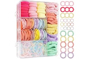 BBGIFTS Baby Hair Ties Toddler Hair Accessories, 270PCS Ponytail Holders Hair Ties for Girls Kids Elastic Hair Rubber Bands with Organizer Acrylic Box (4 Types)