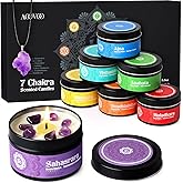 AOOVOO Chakra Candles with Healing Crystals - 7 Chakra Candle Set, Spiritual Gifts for Women, Aromatherapy Candle, Soy Candles Set for Medition