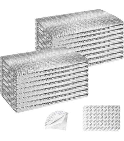 Frienda Garage Door Insulation Set 24 X 48 Inch White Foam Core Insulation Panels Reflective Aluminum Radiant Barrier Thermal Insulation Shield With Adhesive Tape For Greenhouse Attics Walls 16 Pcs