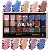 Profusion Cosmetics Twilight 21-Shade Eyeshadow Palette with Brush – Blendable Matte, Metallic & Mousse Finishes, Rich Pigments Infused with Vitamin A and E, Vegan & Cruelty-Free Makeup