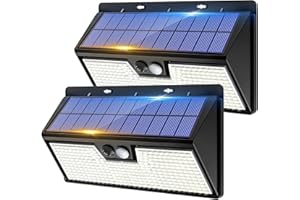 vighep Large Solar Motion Lights Outdoor, 318 LED Super Bright Shed Lights with 3 Lighting Mode, IP65 Waterproof Solar Bar Light, Great for Outside Wall Yard Chicken Coop Garden - 2 Pack