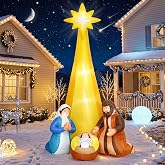 7 FT Christmas Inflatables Outdoor Nativity Scene Christmas Decorations | Christmas Inflatable Nativity Scene Outdoor, Star of Bethlehem, Christmas Blow Ups with LEDs for Yard, Lawn, Religious Decor