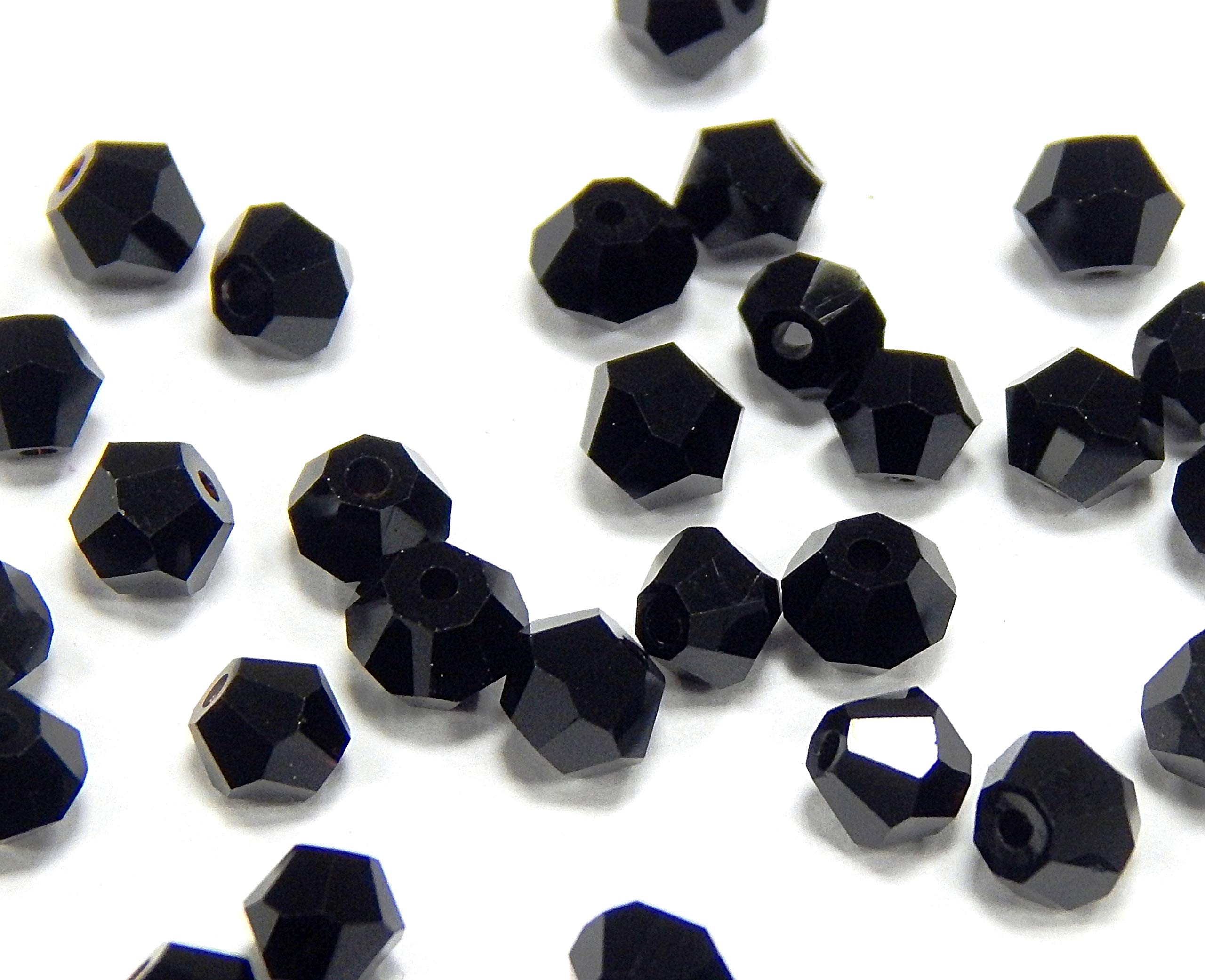 Perlin Preciosa 100pcs Czech Crystal Bohemian Beads 3mm Double Cone Cut Glass Beads (Jet Black)