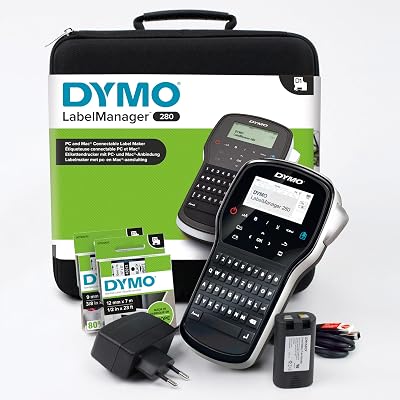 DYMO LabelManager 280 Rechargeable Handheld Label Maker Kit QWERTY 2 D1 Labels