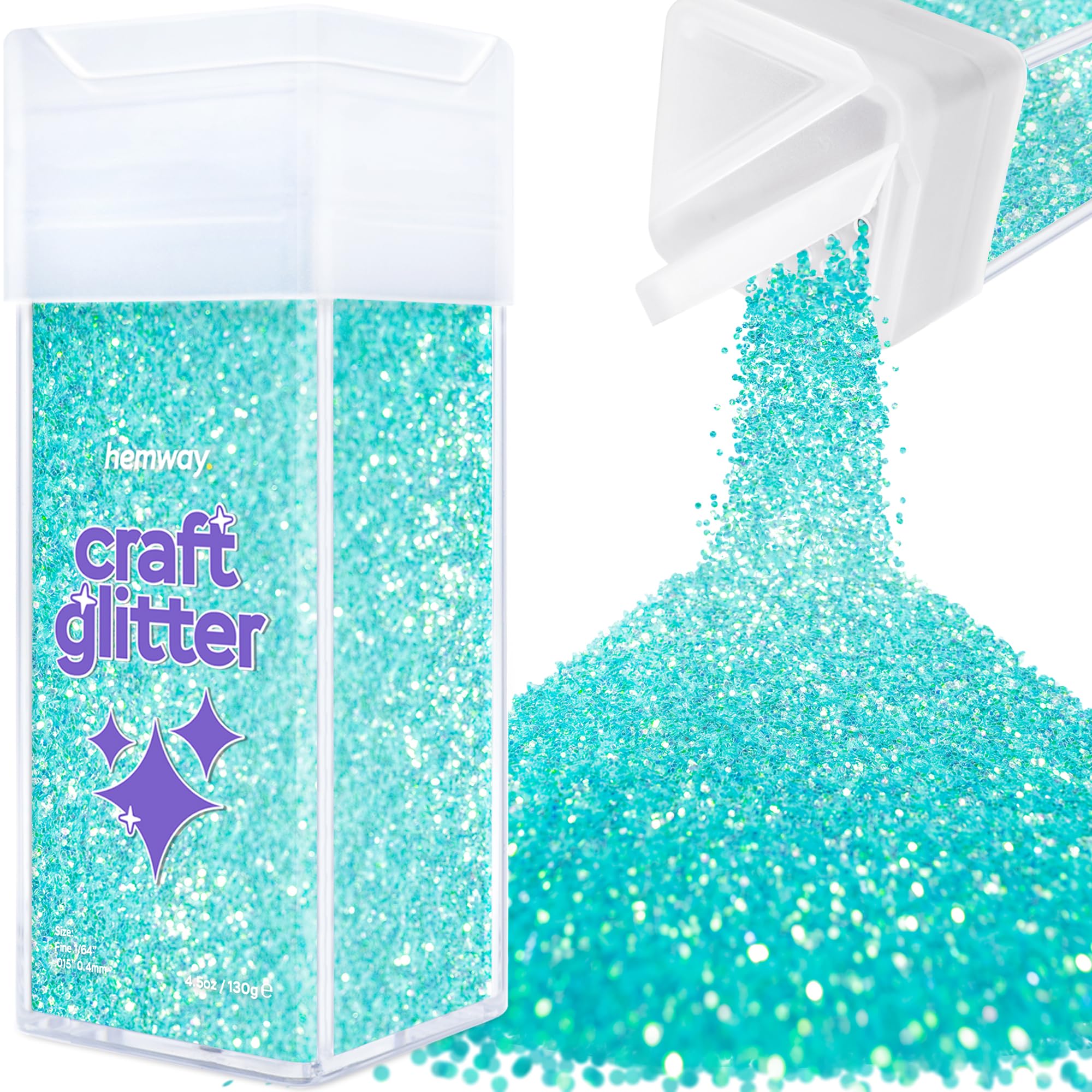 Hemway Glitter Shaker Fluorescent Blue 110g Fine, Craft Glitter Shaker for Resin & Epoxy Crafts, Christmas Art Supplies, Nail, Body, Face, Eye, Festival, Crafting, Slime, Sparkle