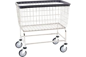 R&B WIRE PRODUCTS R&B Wire® 200F Extra Large Heavy Duty Wire Laundry Cart | 4.5 Bushel | Steel Frame with Chrome Finish | Commercial Laundry Basket | Industrial Bumper | 5" Clean Wheel System™ Casters