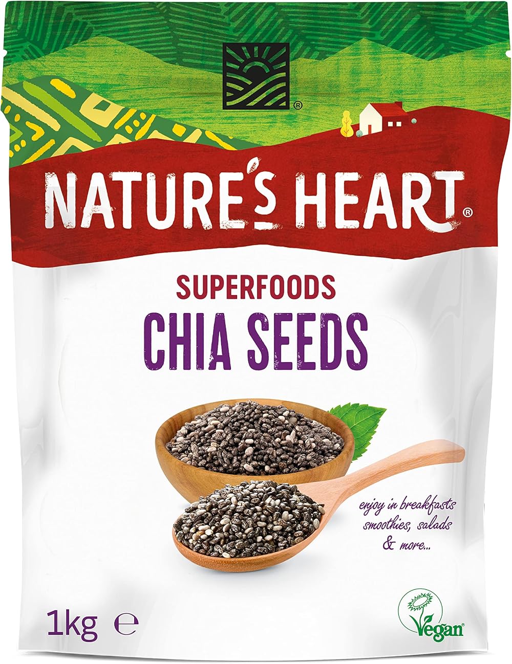 Nature's Heart Chia Seeds 1kg - Gluten Free, Vegan, High Protein