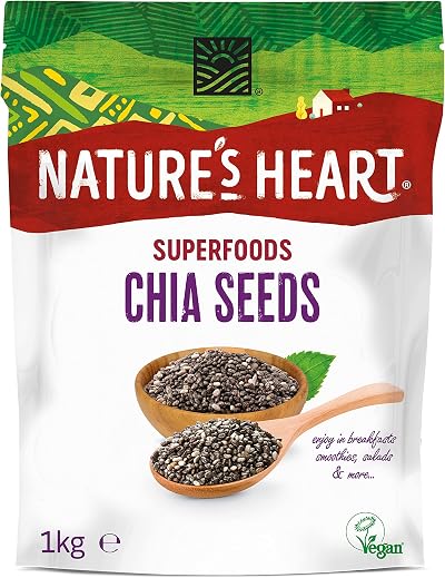 Nature's Heart Chia Seeds 1kg - Gluten Free, Vegan, High Protein