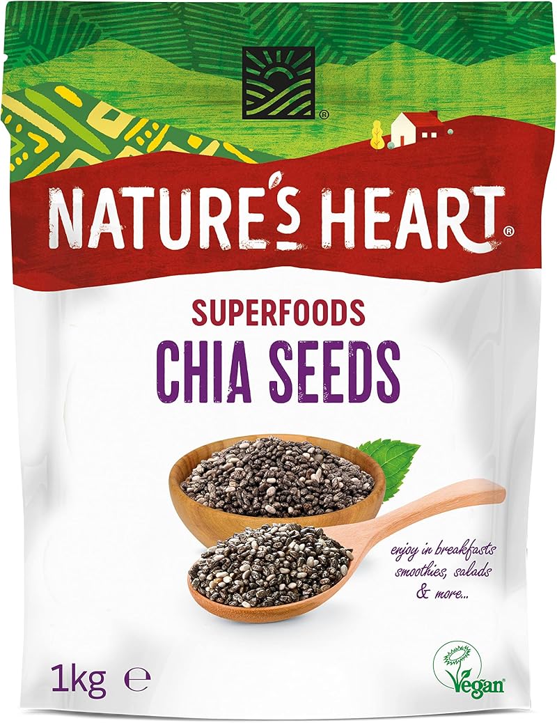 Nature's Heart Chia Seeds 1kg - Gluten Free, Vegan, High Protein
