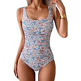 Aidonger Women's One Piece Ruched Tummy Control Bathing Suit Slimming Swimsuit Full Coverage Swim Suit Curvy Swimwear
